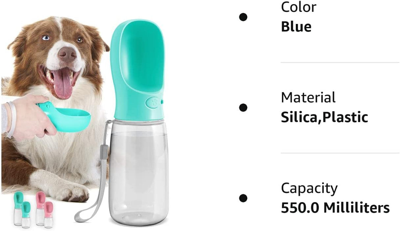 Professional Title: "Portable Dog Water Dispenser - Lightweight, Leak-Proof Travel Bottle for Dogs - Ideal for Outdoor Activities such as Walking and Hiking - Pet Accessories (19Oz, Blue)"